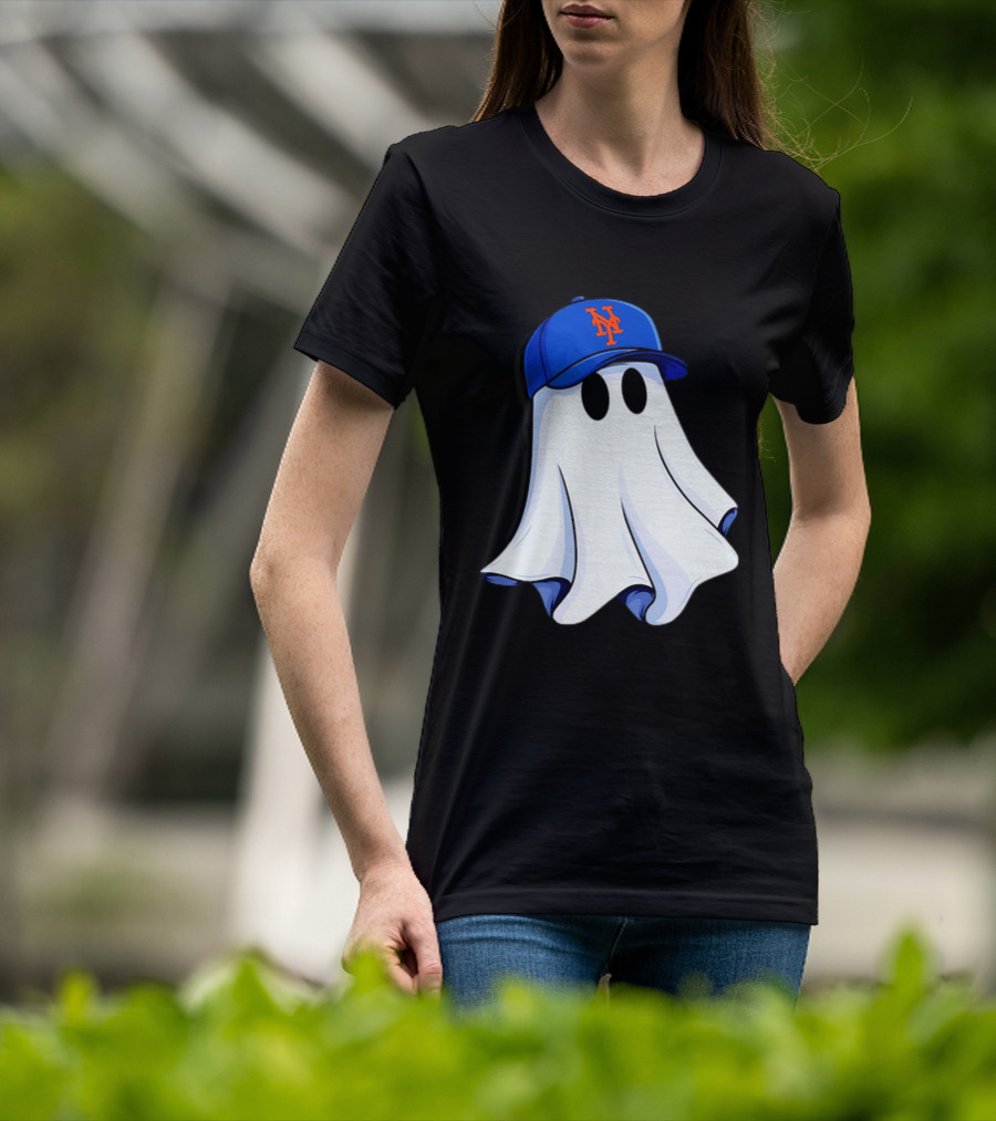 New York Mets MLB Ghost Baseball Halloween T-Shirt