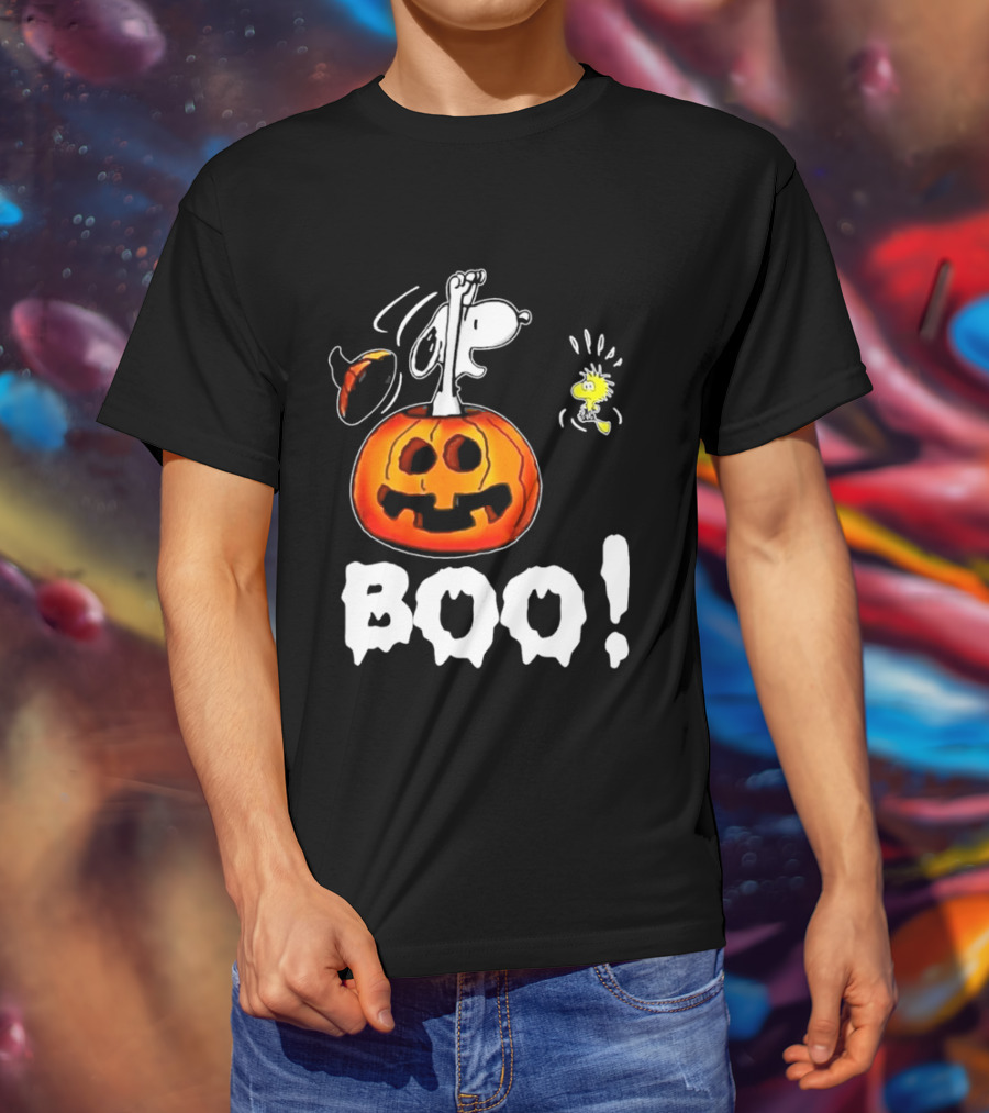 Snoopy Pumpkin Costume Woodstock Halloween BOO Peanuts T-Shirt