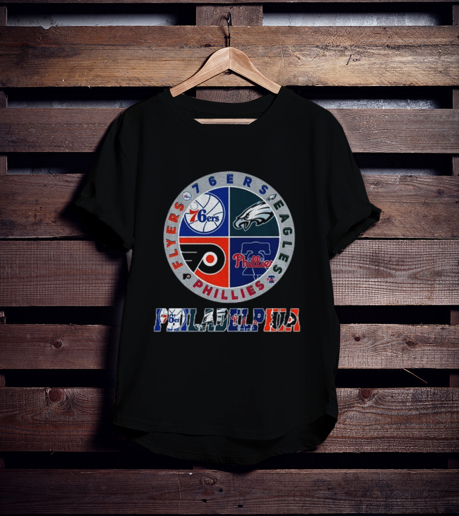 Philadelphia 76ers Eagles Phillies Flyers Team Circle T-Shirt