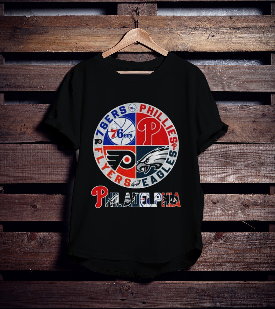 Philadelphia 76ers Phillies Flyers Eagles Sports Team Circle T-Shirt