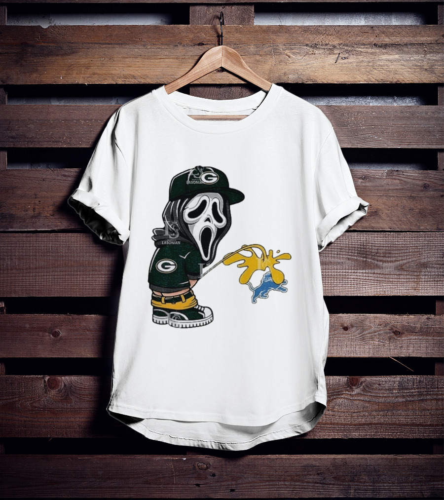 Green Bay Packers Ghostface Pissing On Detroit Lions NFL Rivalry T-Shirt