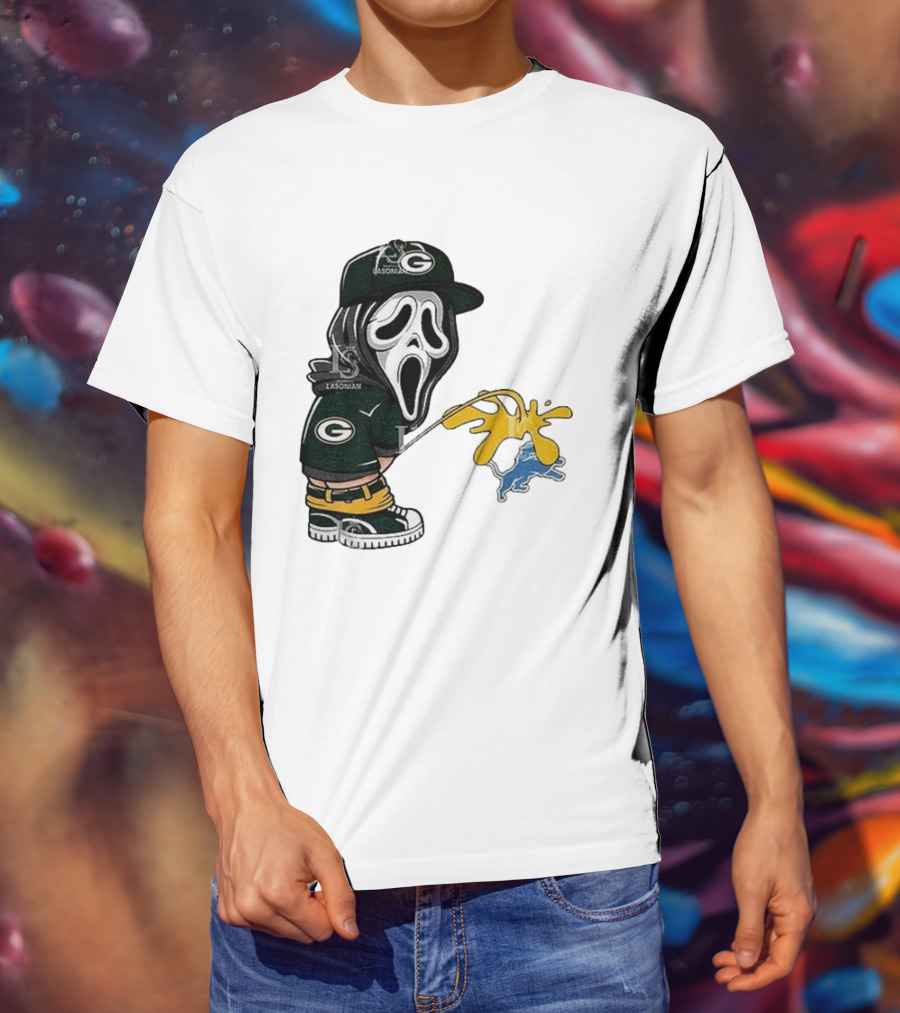 Green Bay Packers Ghostface Pissing On Detroit Lions NFL Rivalry T-Shirt