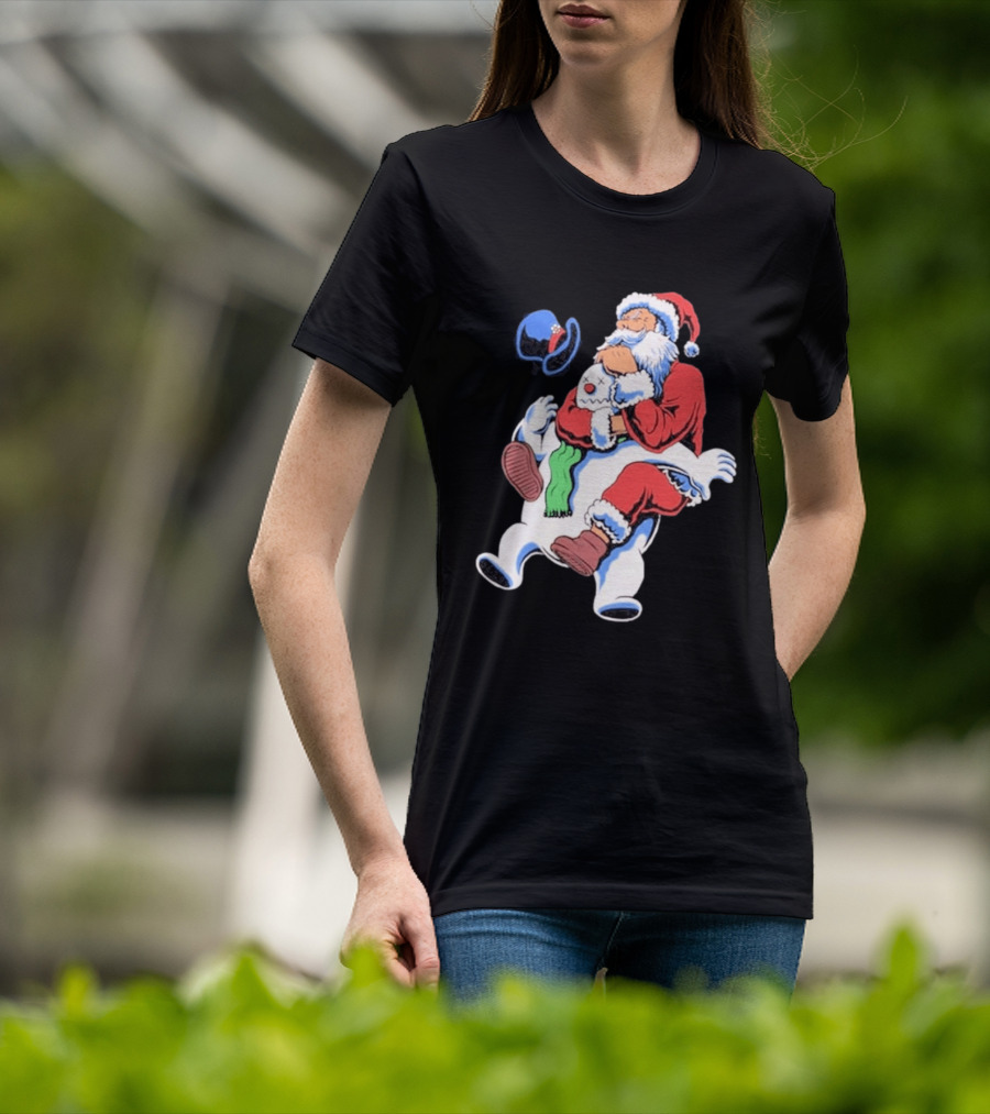 Jiu Jitsu Santa Rear Naked Choke Snowman Christmas T-Shirt