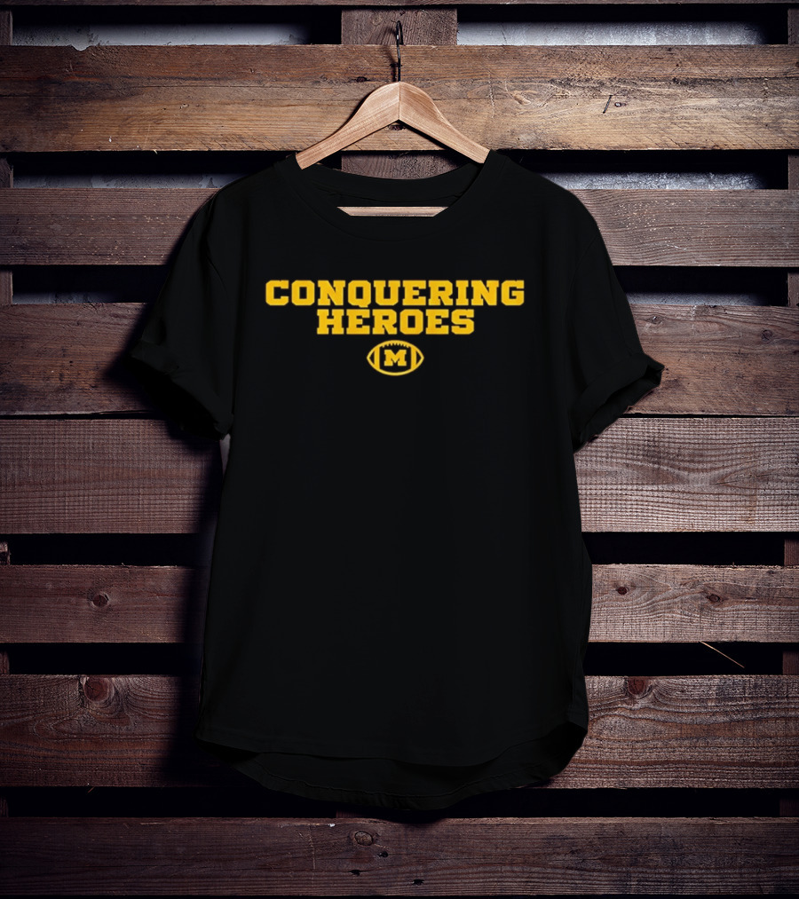 Michigan Wolverines Conquering Heroes Football M T-Shirt