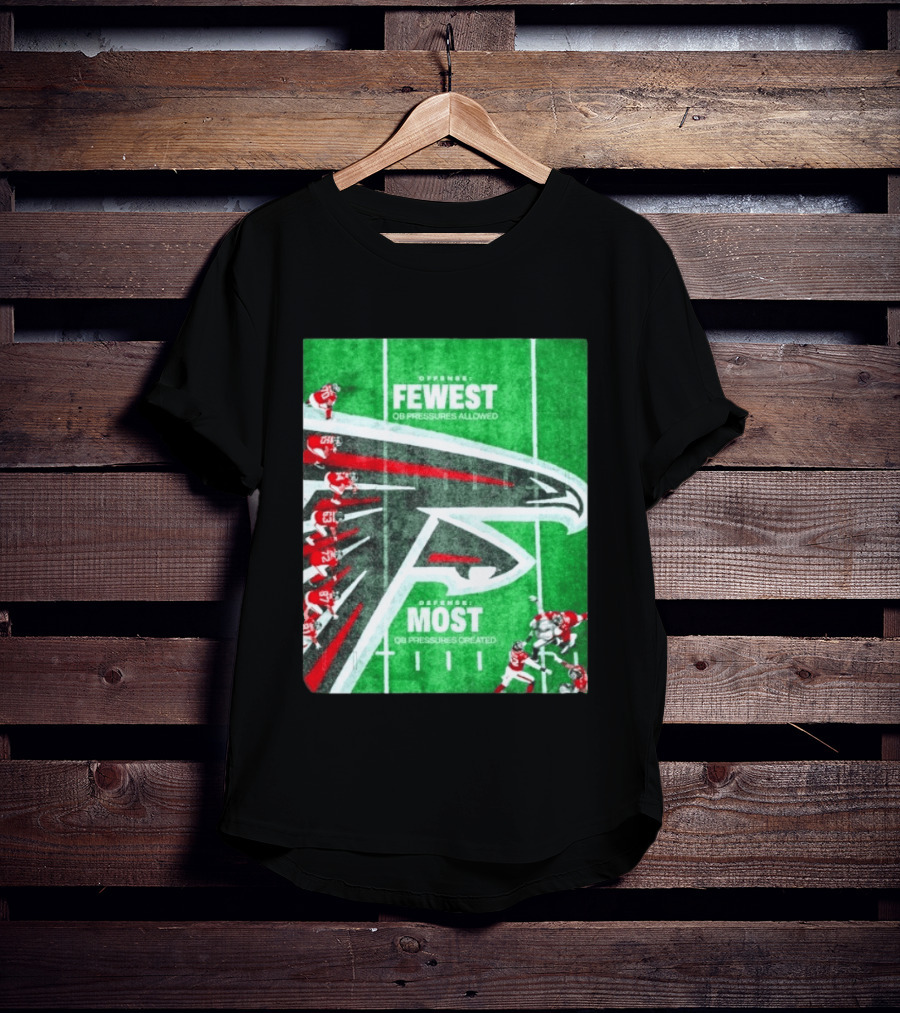 Atlanta Falcons Offense Fewest QB Pressures Allowed Defense Most Pressures Created T-Shirt