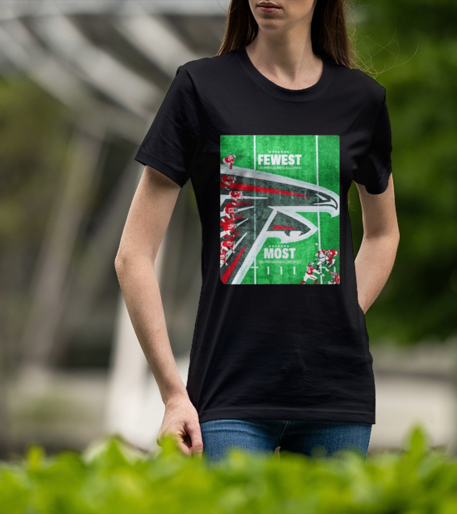 Atlanta Falcons Offense Fewest QB Pressures Allowed Defense Most Pressures Created T-Shirt