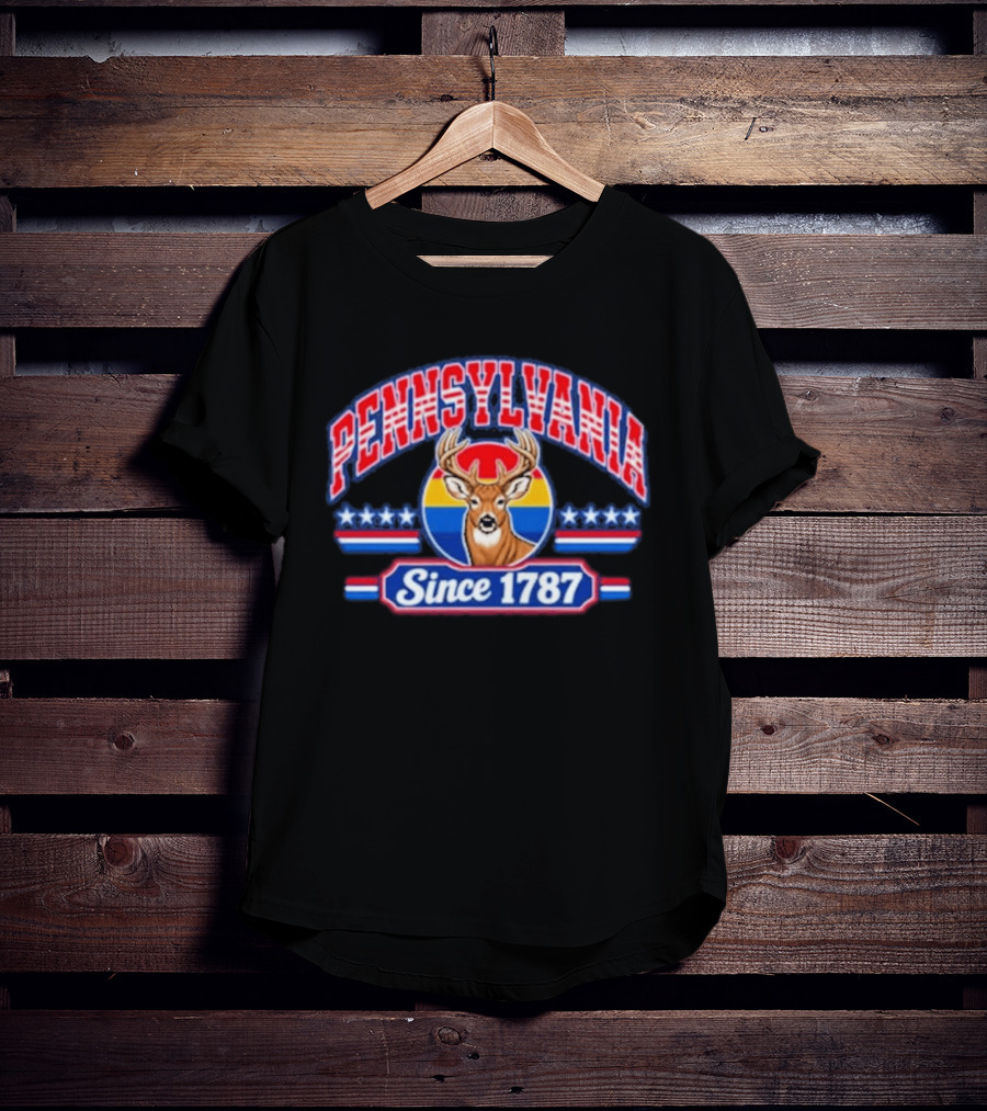 Pennsylvania Deer Vintage Tribute Since 1787 America Stars Stripes T-Shirt