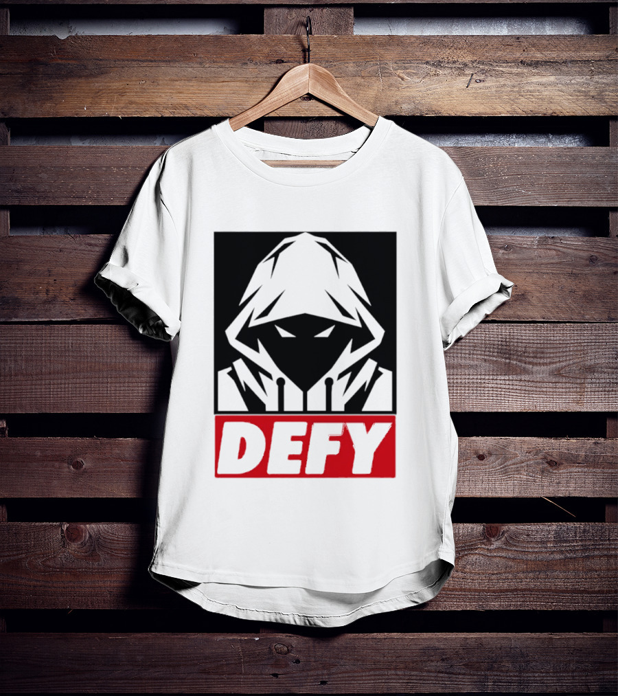 Defy Hooded Figure Streetwear Urban Fashion T-Shirt