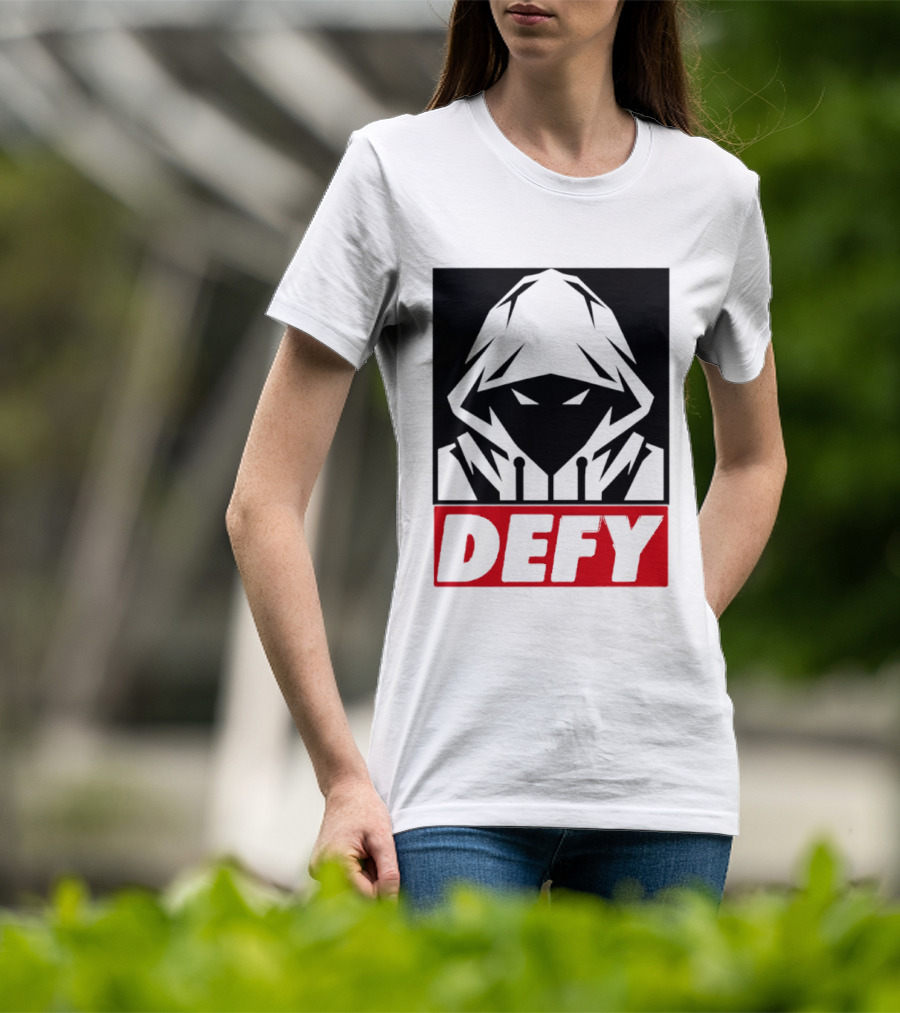 Defy Hooded Figure Streetwear Urban Fashion T-Shirt