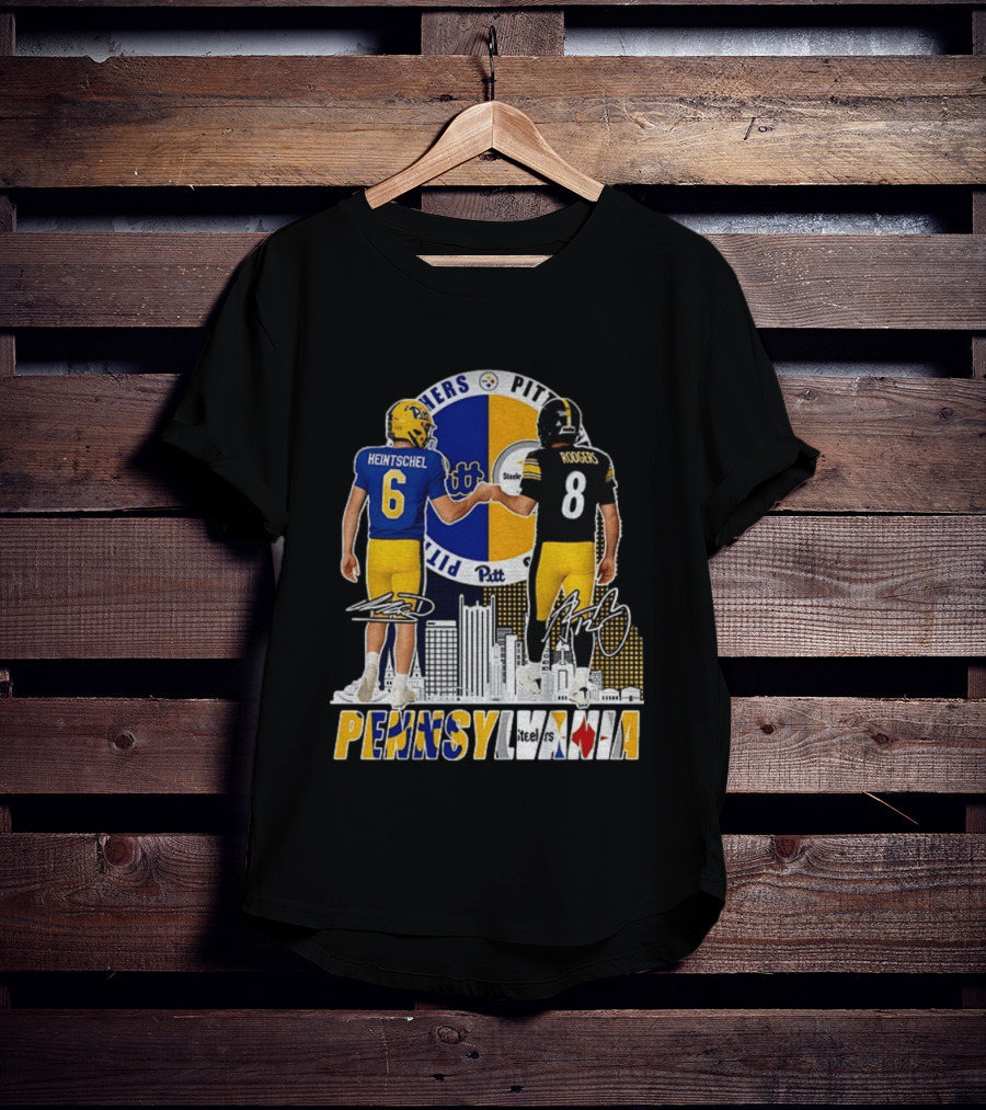 Pitt Panthers Heintschel And Pittsburgh Steelers Rodgers Pennsylvania Football Team Collaboration T-Shirt