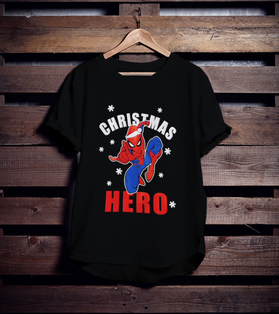 Christmas Hero Santa Hat Spider Man Marvel T-Shirt