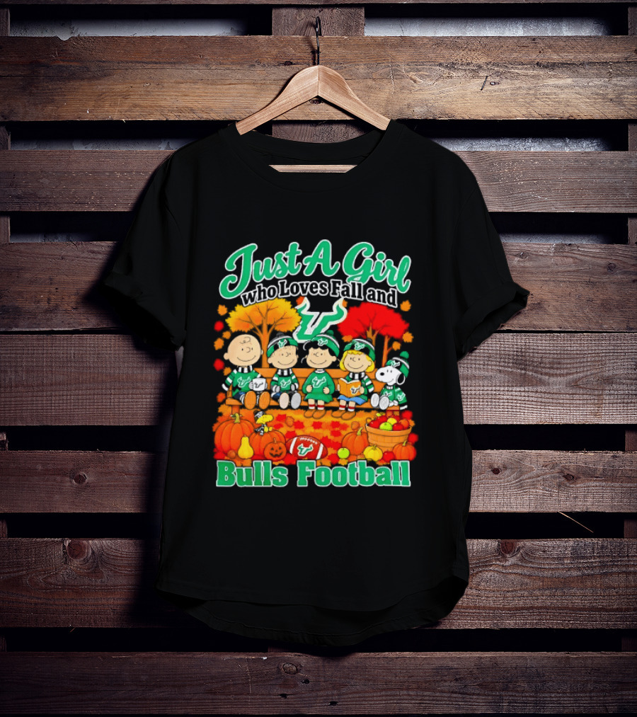 South Florida Bulls Charlie Brown Snoopy Just A Girl Who Loves Fall Football T-Shirt