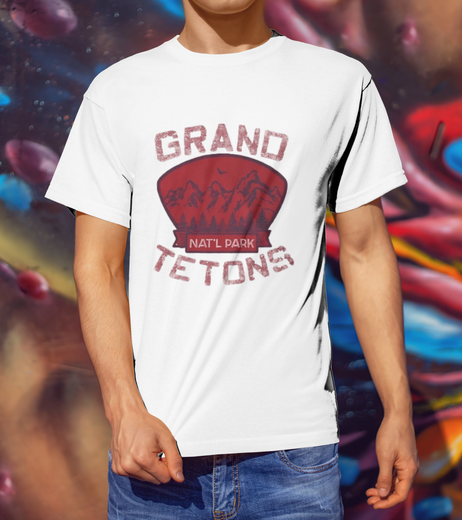 Grand Tetons Nat'l Park Distressed Mountain Landscape T-Shirt