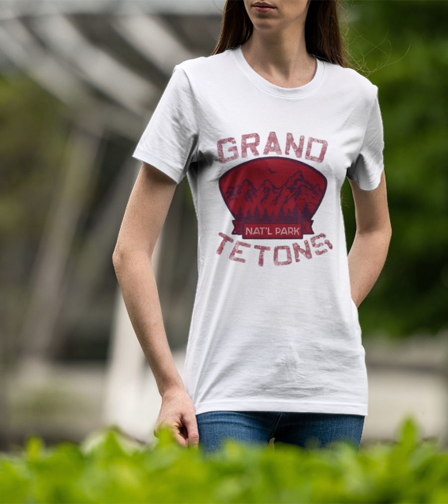 Grand Tetons Nat'l Park Distressed Mountain Landscape T-Shirt
