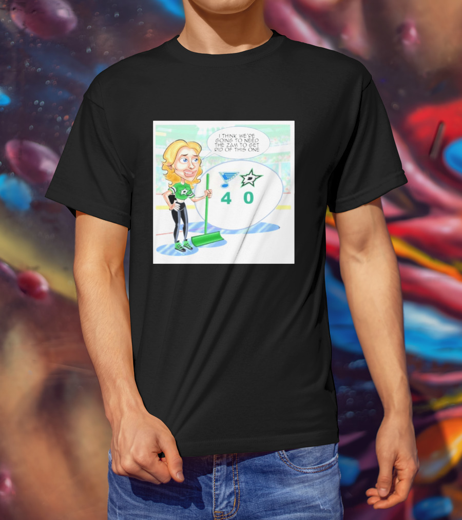 St Louis Blues Vs Dallas Stars Hockey 4 0 Cartoon With Humor And Zamboni Joke T-Shirt
