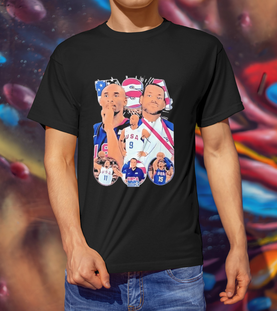 Kobe Bryant LeBron James USA Basketball Legends Iconic Team USA Moments T-Shirt