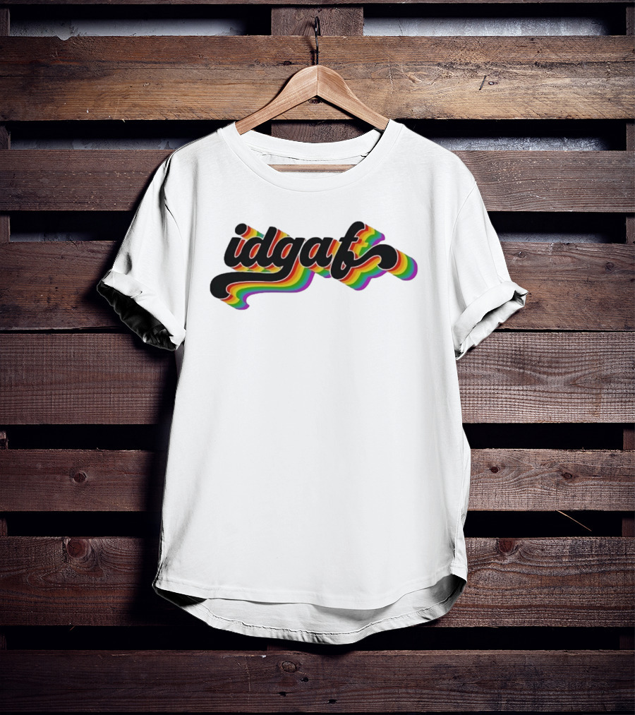 Idgaf Rainbow Groovy Retro Colorful T-Shirt