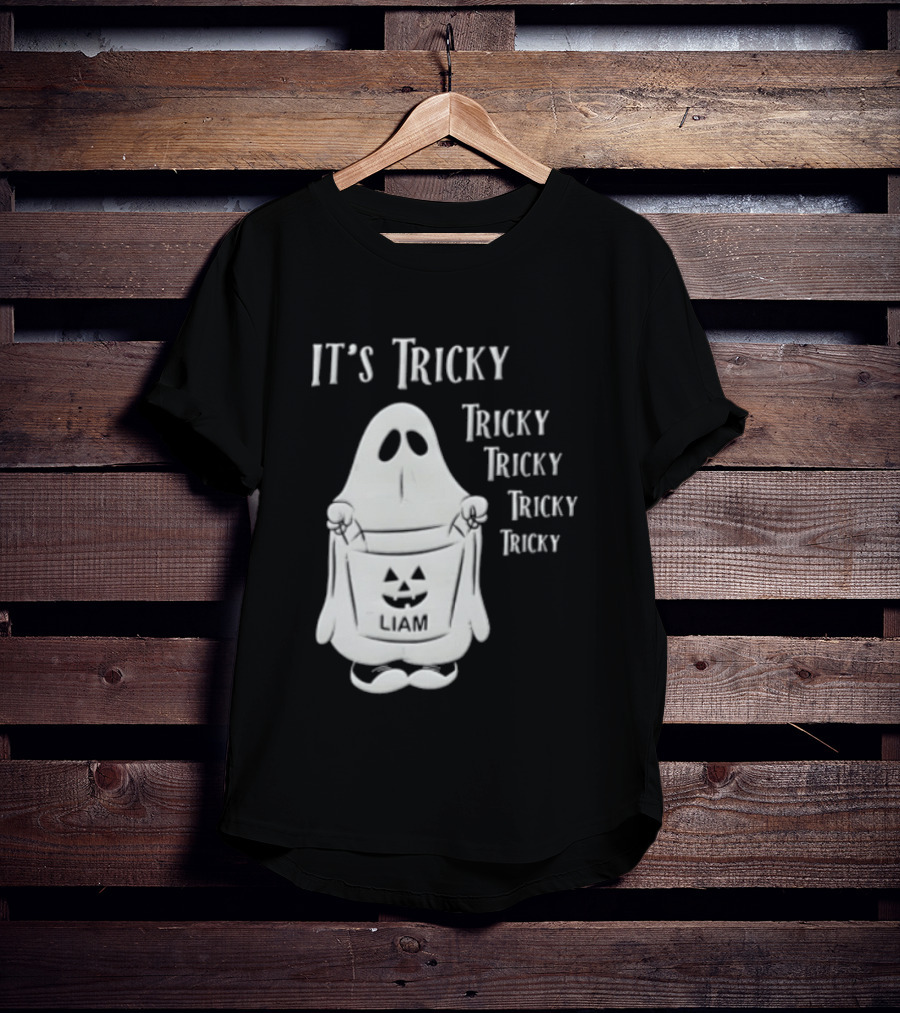 It's Tricky Ghost Holding Jack O Lantern Bucket Halloween T-Shirt