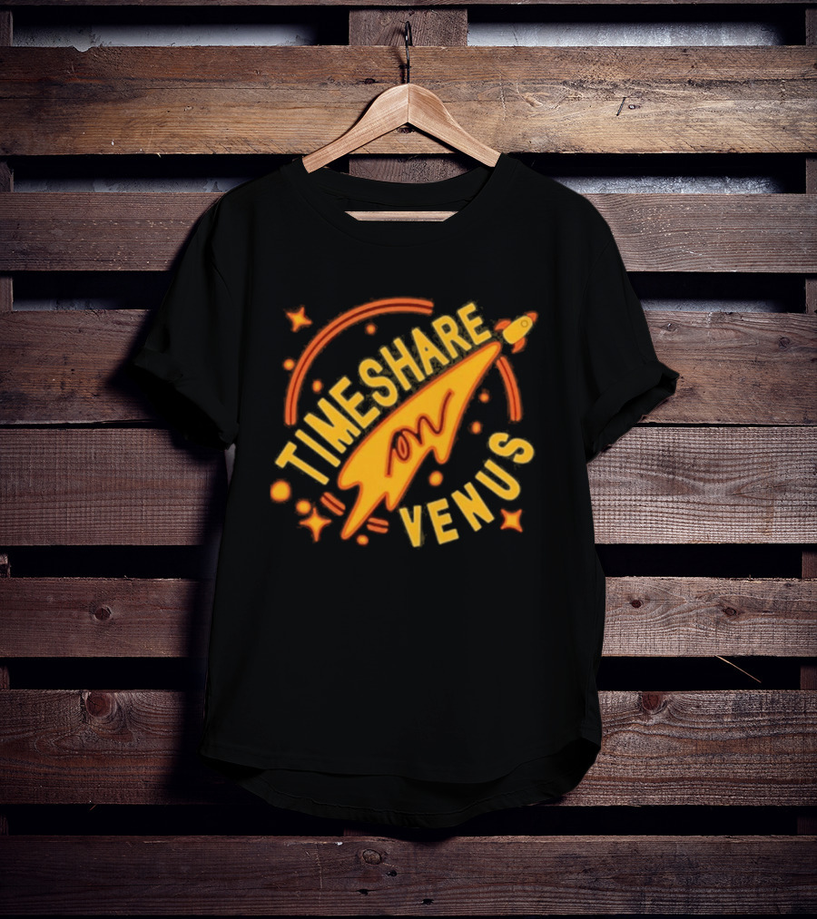 Timeshare On Venus Retro Space Rocket T-Shirt