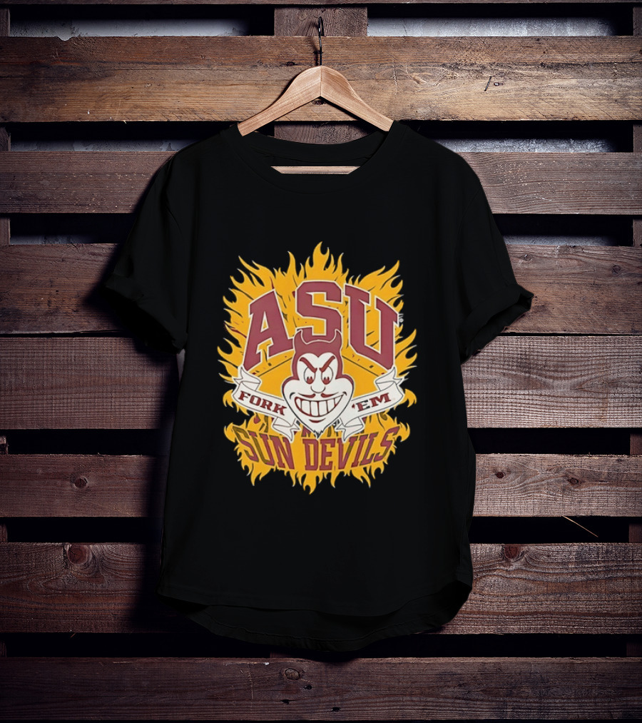 ASU Sun Devils Fork 'Em Arizona State University Fiery T-Shirt