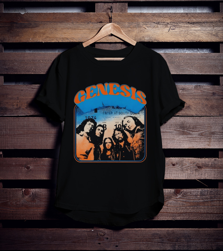 Genesis 1974 Enter At South Door Concert Ticket Progressive Rock T-Shirt