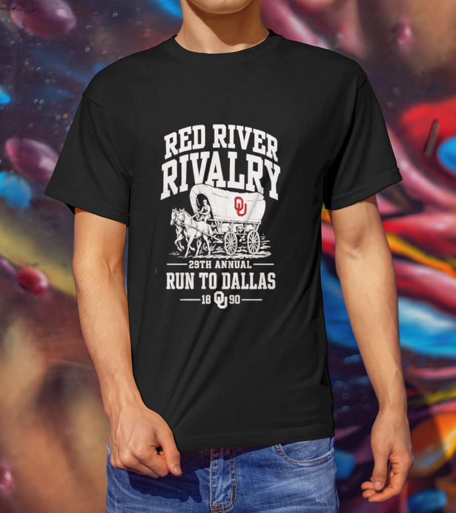 Oklahoma Sooners Red River Rivalry 28th Annual Run To Dallas 1990 T-Shirt