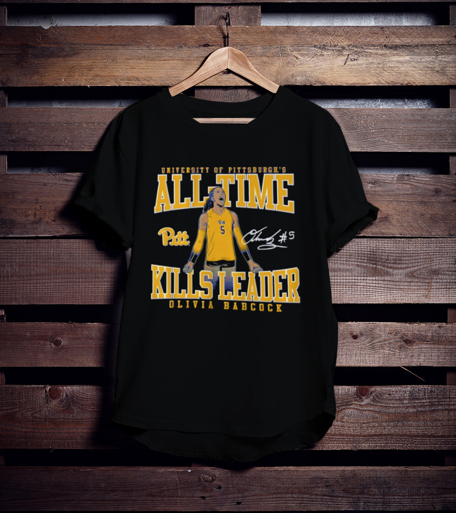 University Of Pittsburgh All Time Kills Leader Olivia Babcock Number 5 T-Shirt