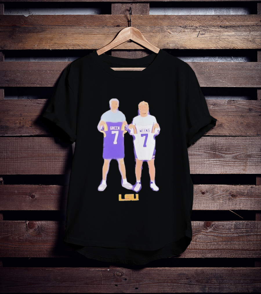 LSU Tigers Football Green And Weeks Jersey 7 T-Shirt