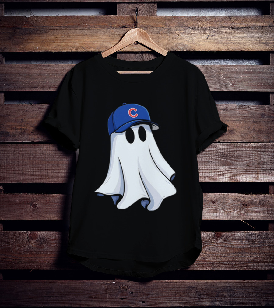 Chicago Cubs Ghost Cartoon Blue Baseball Cap T-Shirt
