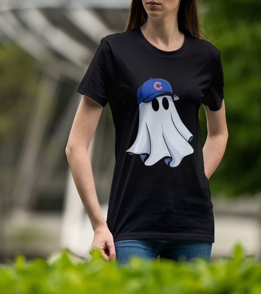 Chicago Cubs Ghost Cartoon Blue Baseball Cap T-Shirt