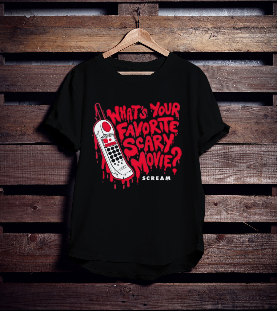 Scream What's Your Favorite Scary Movie Telephone Blood Red T-Shirt