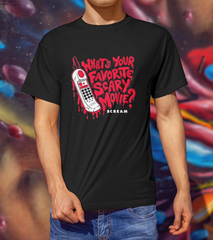Scream What's Your Favorite Scary Movie Telephone Blood Red T-Shirt