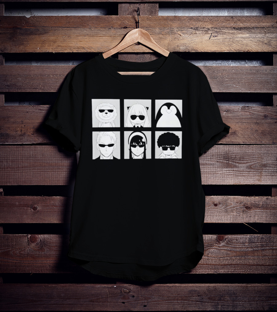 Spy X Family Characters In Sunglasses Box Grid T-Shirt