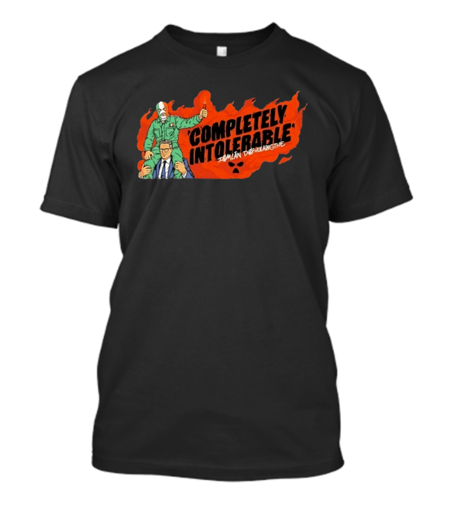 Completely Intolerable Iømlán Døfhulaingthe Flame Background Masked Man Suit And Tie T-Shirt