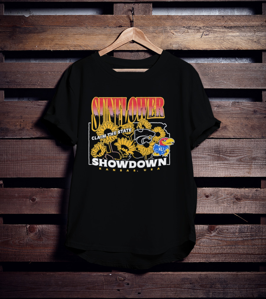 Sunflower Showdown Kansas USA Claim The State KU Kansas University T-Shirt