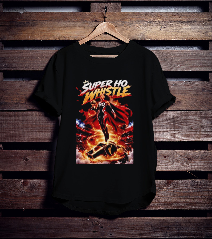 Super Ho Whistle WNBA Basketball Comic Style Heroine T-Shirt