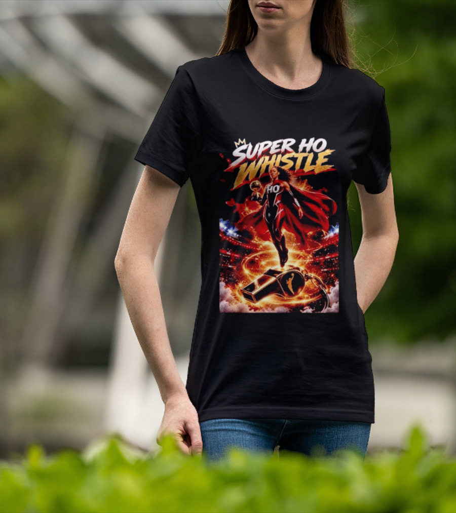 Super Ho Whistle WNBA Basketball Comic Style Heroine T-Shirt