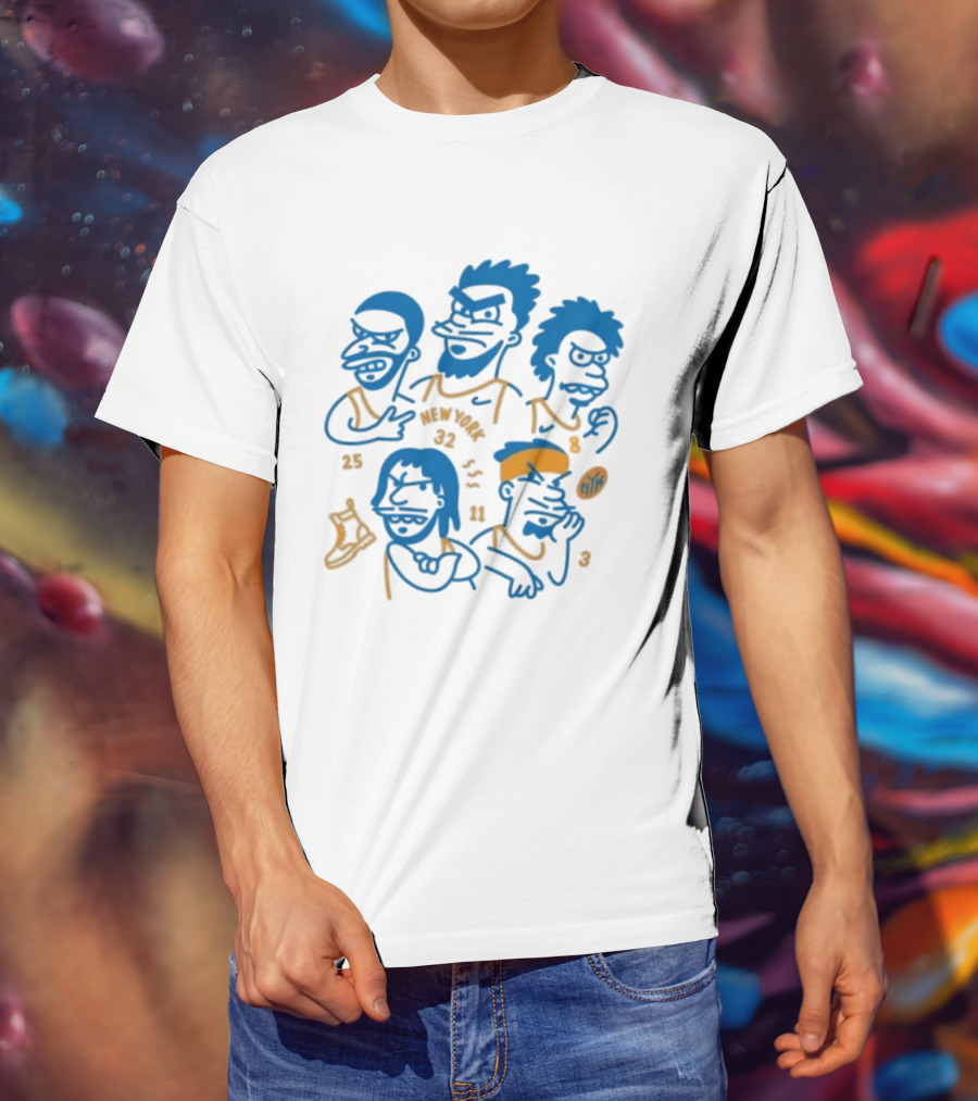 New York Knicks Cartoon 25 30 23 11 NBA Basketball Players T-Shirt