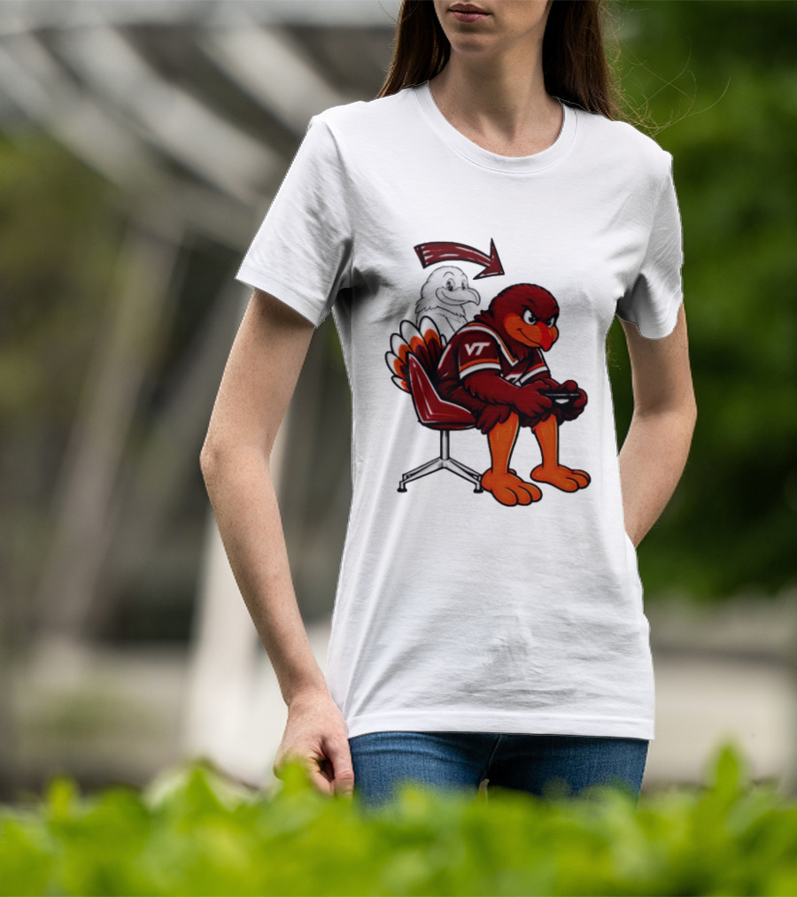 Virginia Tech Hokies Turkey Playing Video Game NCAAF Team Spirit T-Shirt