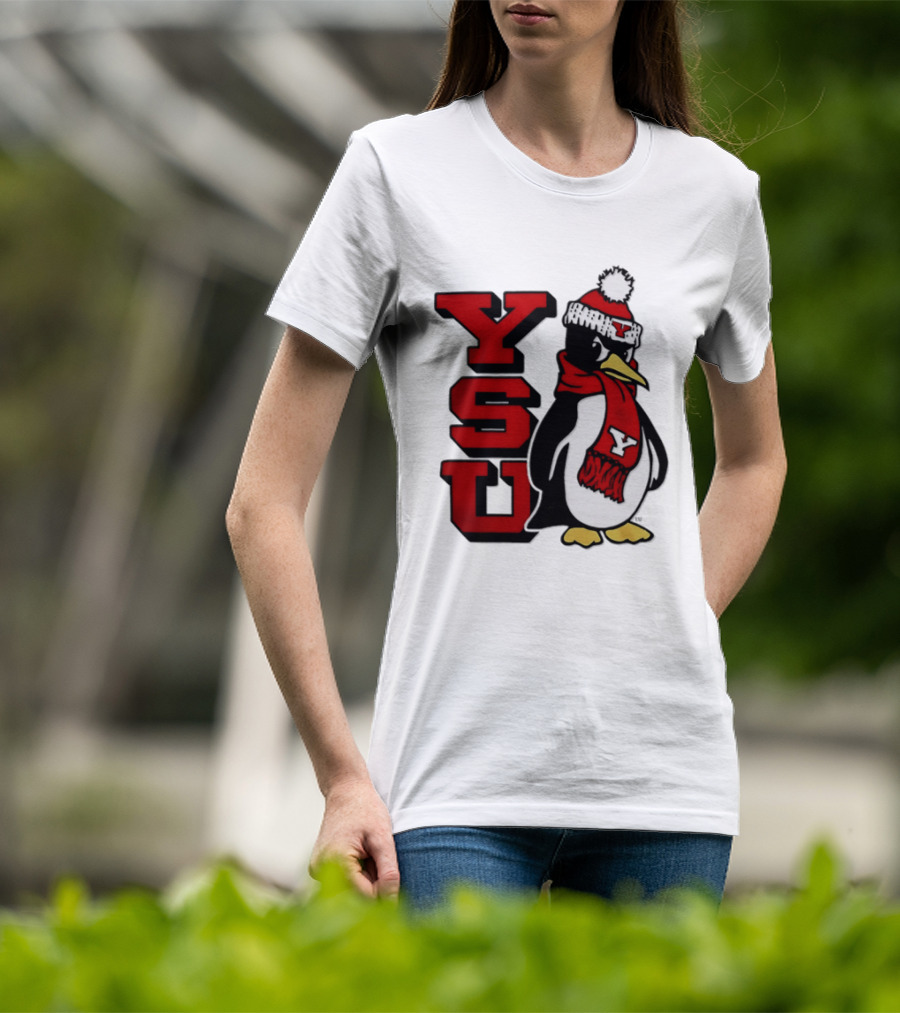 Youngstown State University YSU Penguin Winter Hat Scarf T-Shirt