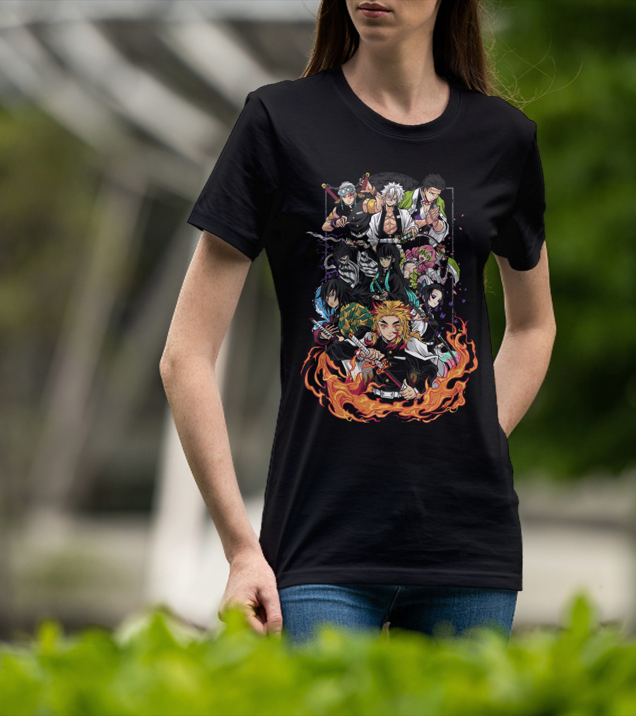 Kimetsu No Yaiba Demon Slayer Hashira Pillars Flame And Water Hashira T-Shirt