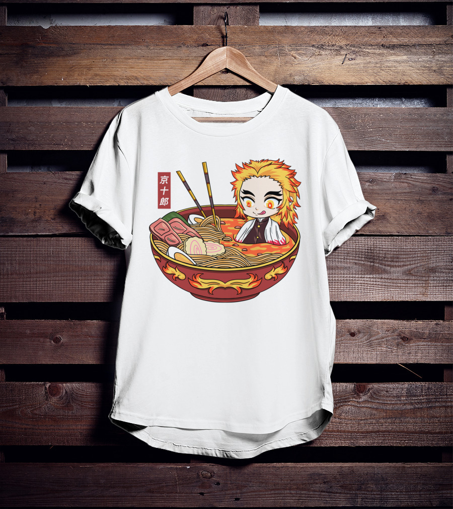 Kimetsu No Yaiba Demon Slayer Rengoku In Ramen Bowl Anime T-Shirt