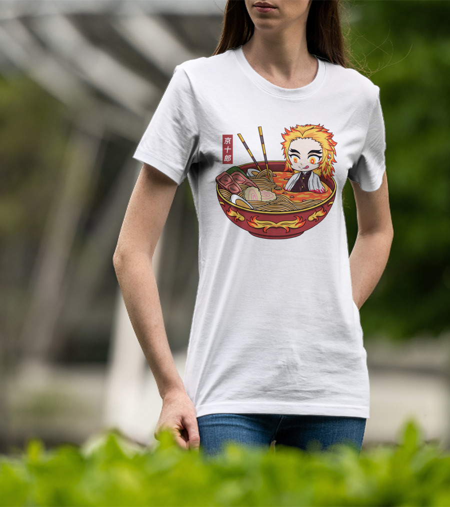 Kimetsu No Yaiba Demon Slayer Rengoku In Ramen Bowl Anime T-Shirt