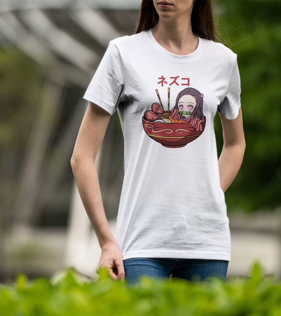 Nezuko Ramen Bowl Kimetsu No Yaiba Demon Slayer Character T-Shirt