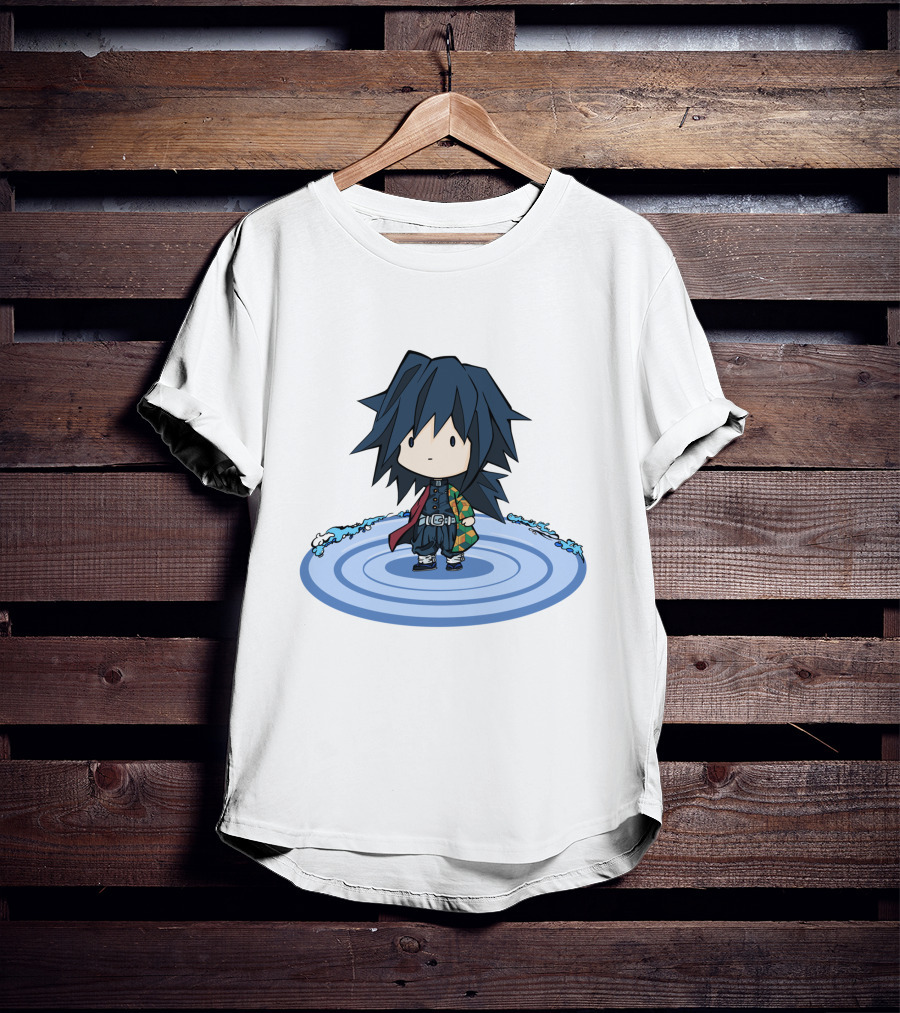 Giyu Tomioka Chibi Character Water Circle Kimetsu No Yaiba Demon Slayer T-Shirt