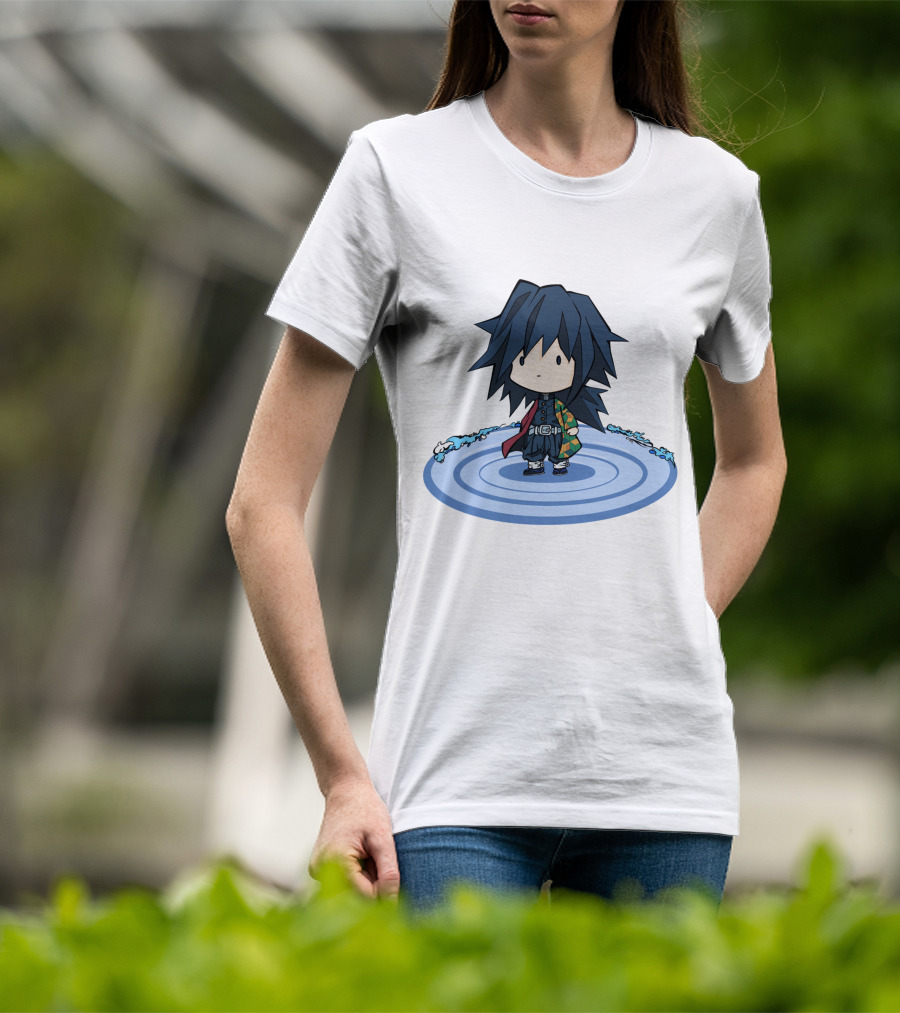 Giyu Tomioka Chibi Character Water Circle Kimetsu No Yaiba Demon Slayer T-Shirt