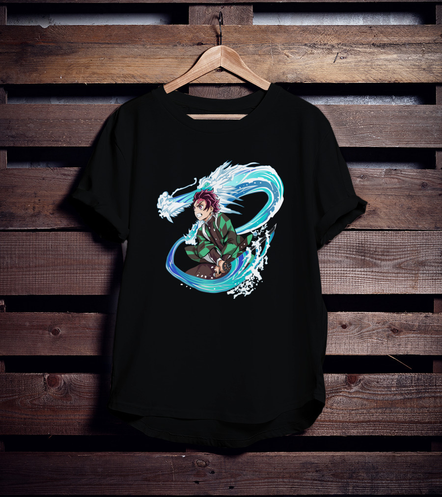 Demon Slayer Kimetsu No Yaiba Tanjiro Kamado Water Breathing Technique Dragon Wave T-Shirt