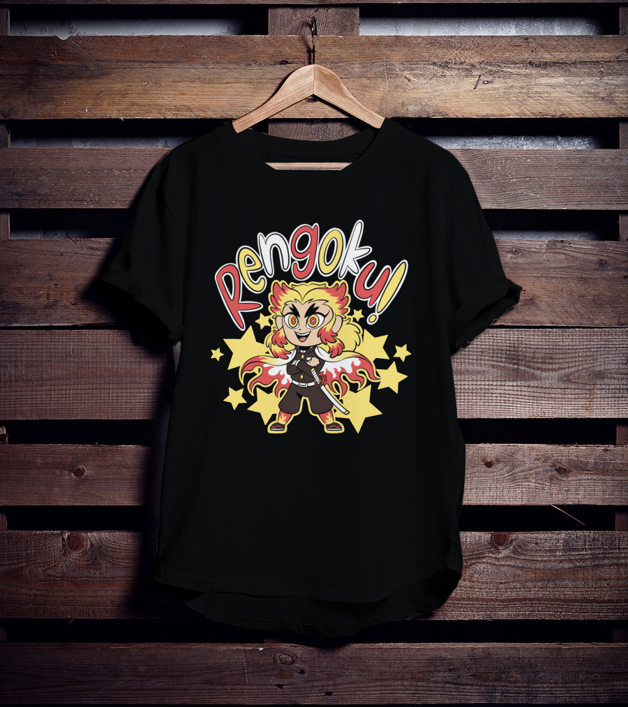 Rengoku Demon Slayer Kimetsu No Yaiba Starburst Character T-Shirt