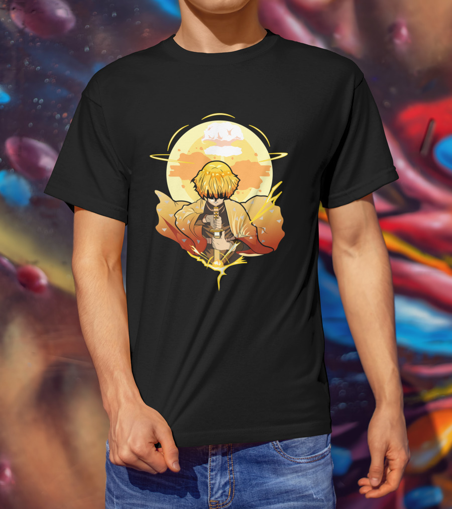 Demon Slayer Kimetsu No Yaiba Zenitsu Thunder Breathing Lightning Style Aura T-Shirt