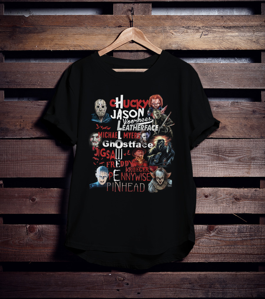 Chucky Jason Voorhees Leatherface Michael Myers Ghostface Jigsaw Freddy Krueger Pennywise Pinhead T-Shirt